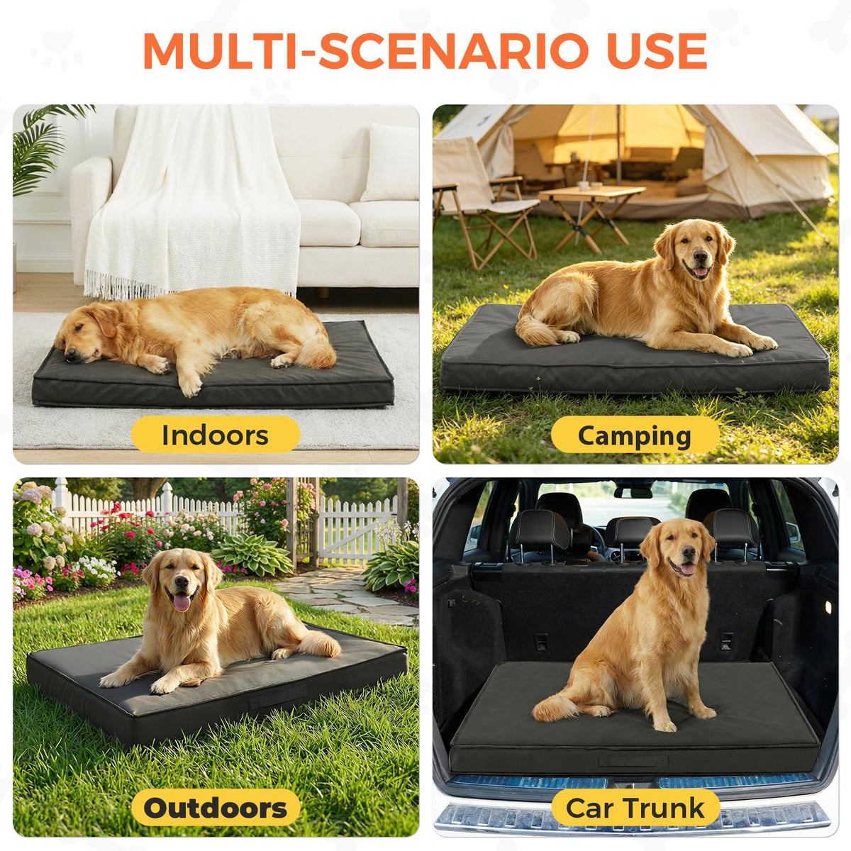Waterproof Extra Large Outdoor Dog Bed 44x32x3.5 Inch G335044