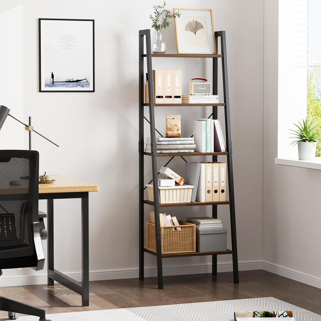 5-Tier Ladder Bookshelf with Metal Frame R16668