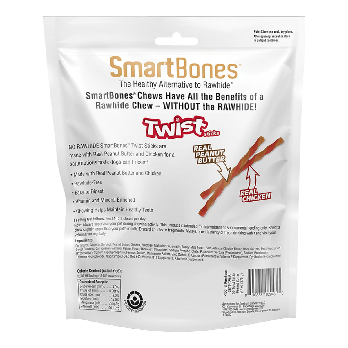 Peanut Butter Rawhide-Free Dog Treats 50 Count N585747