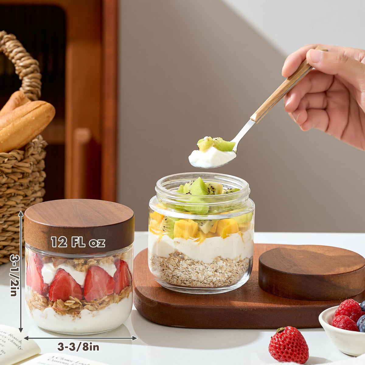 12 oz Glass Jars with Lids 6 Pack G37447