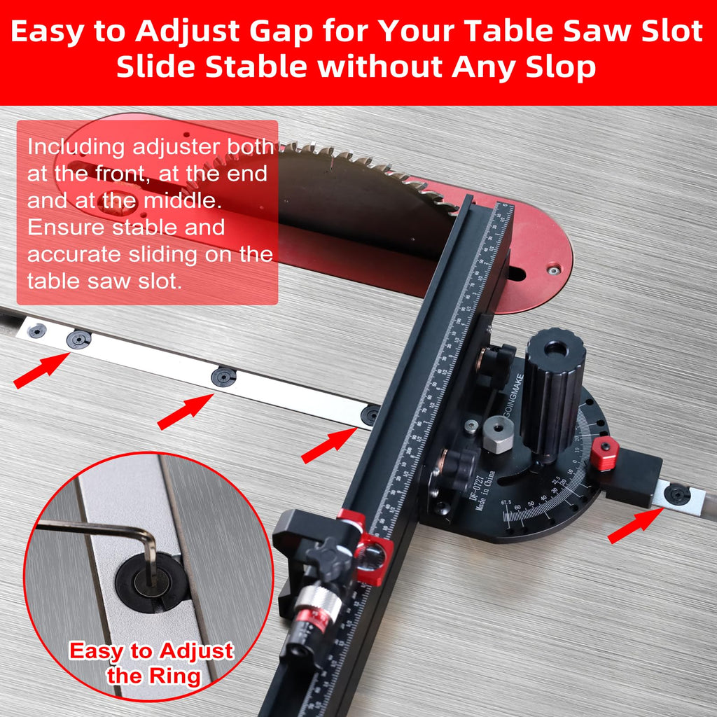 Table Saw Miter Gauge with Micro Adjust Flip Stop C2042