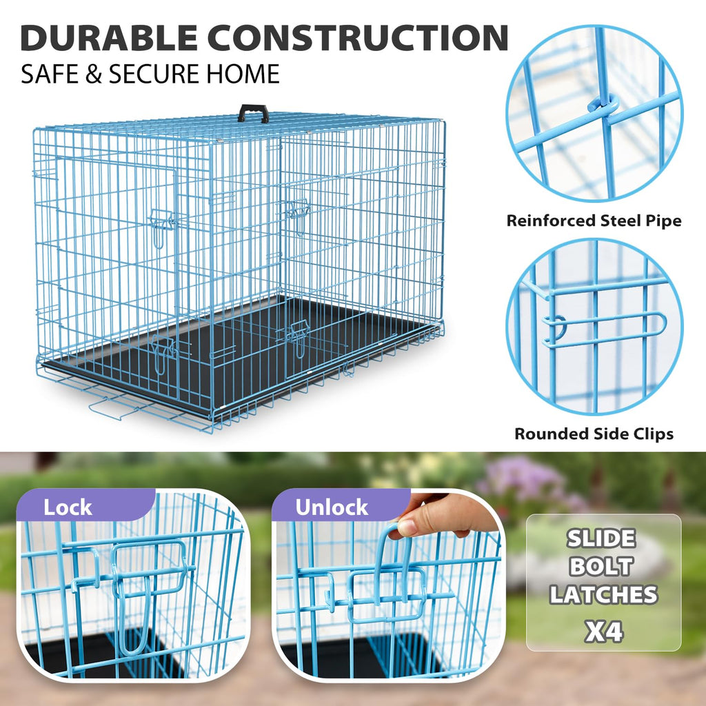 48 Inch Extra Large Folding Metal Wire Dog Crate with Double Door Z10598