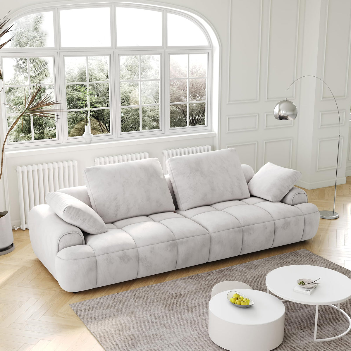 Light Gray Velvet Upholstered Sofa Bed K219