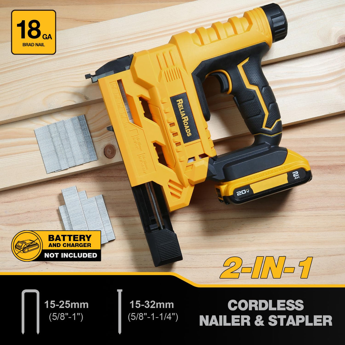 2-in-1 Cordless 18GA Brad Nailer & 1/4 Crown Stapler F45144