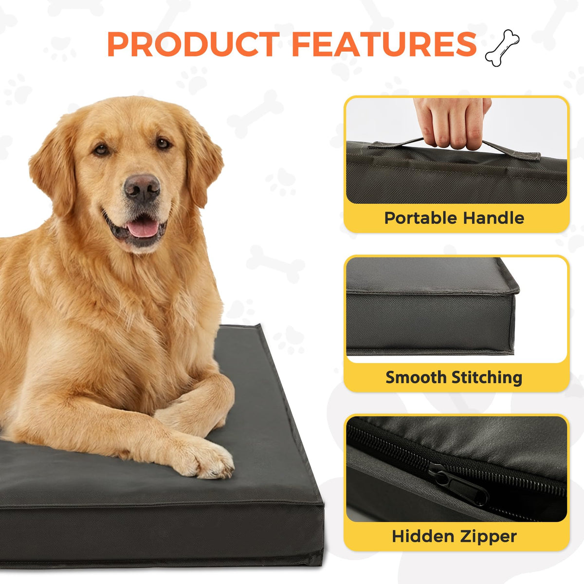 Waterproof Extra Large Outdoor Dog Bed 44x32x3.5 Inch G335044