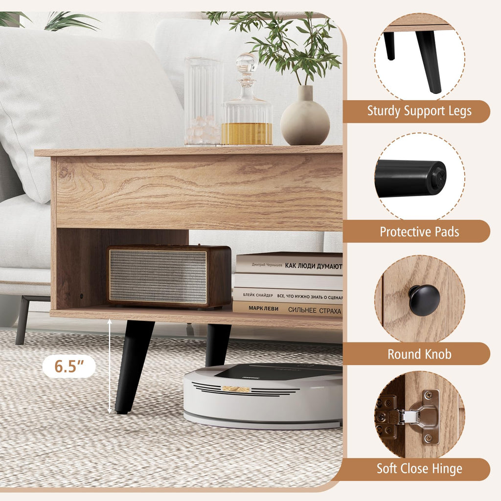 Lift Top Coffee Table with Storage and Hidden Compartment Z138