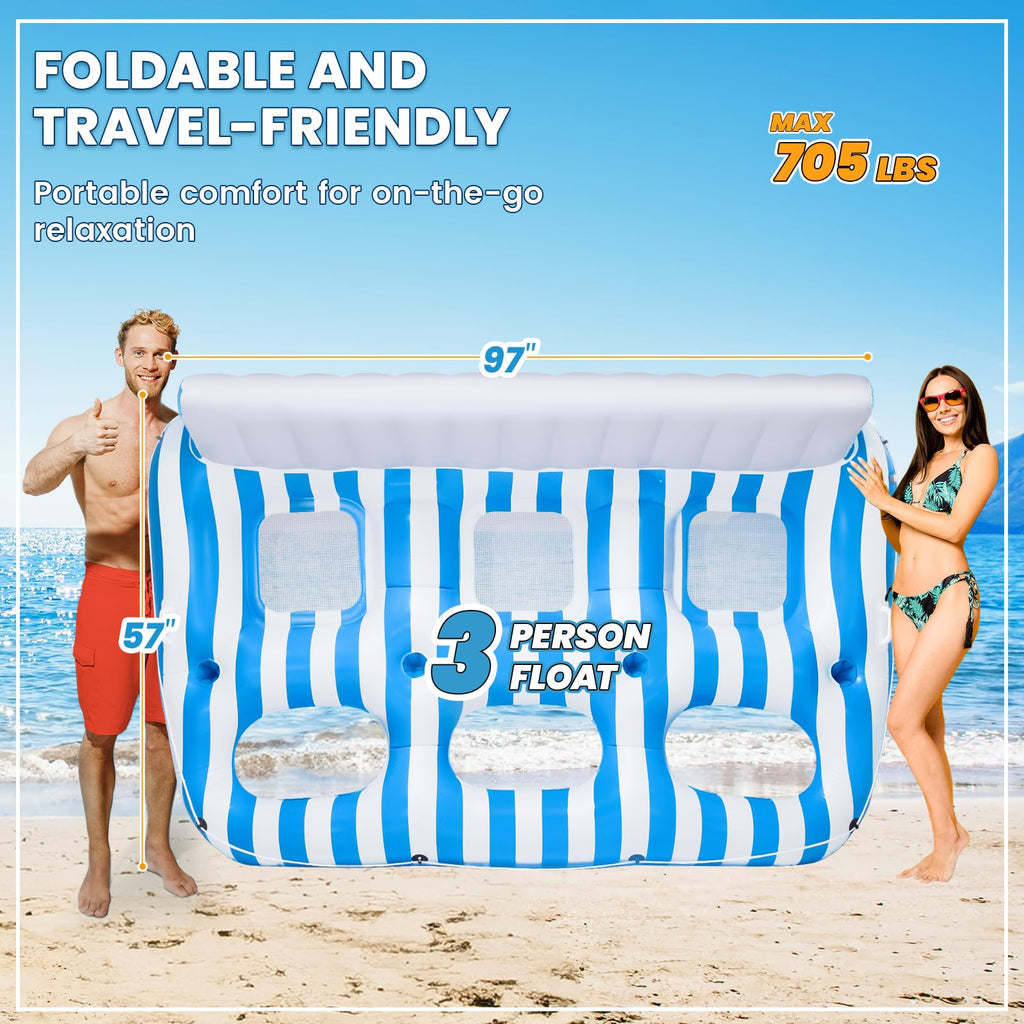 Inflatable Pool Lounger Float with Handles and Cup Phone Holder T581