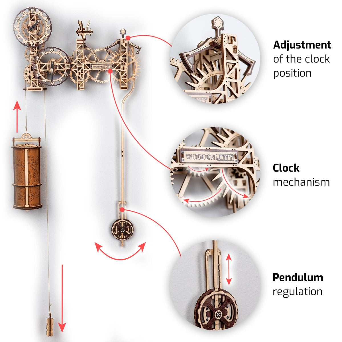 3D Wooden Clock Puzzle Building Kit with 257 Pieces Z140