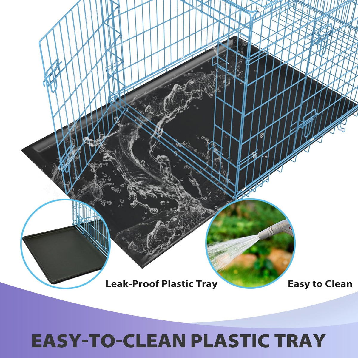 48 Inch Extra Large Folding Metal Wire Dog Crate with Double Door Z10598