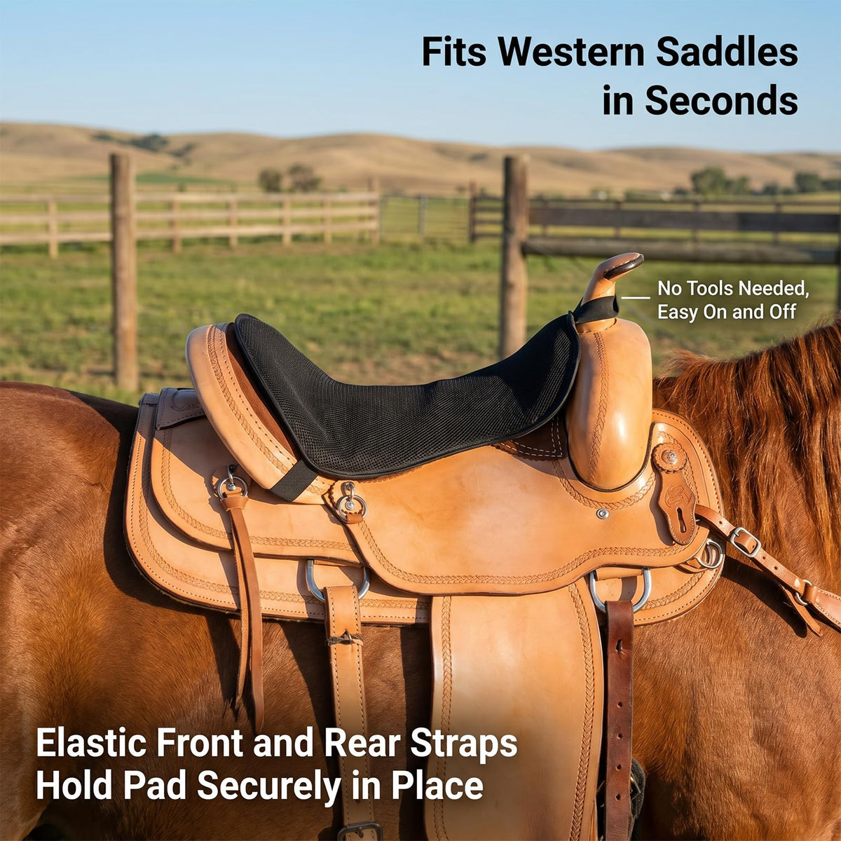 Breathable Shock Absorbing Saddle Seat Cushion with Adjustable Straps M3153