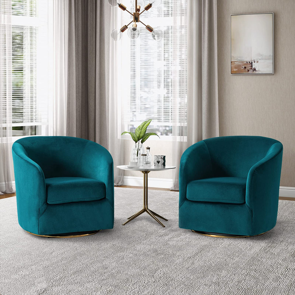 Set of 2 Velvet Swivel Barrel Chair V13091