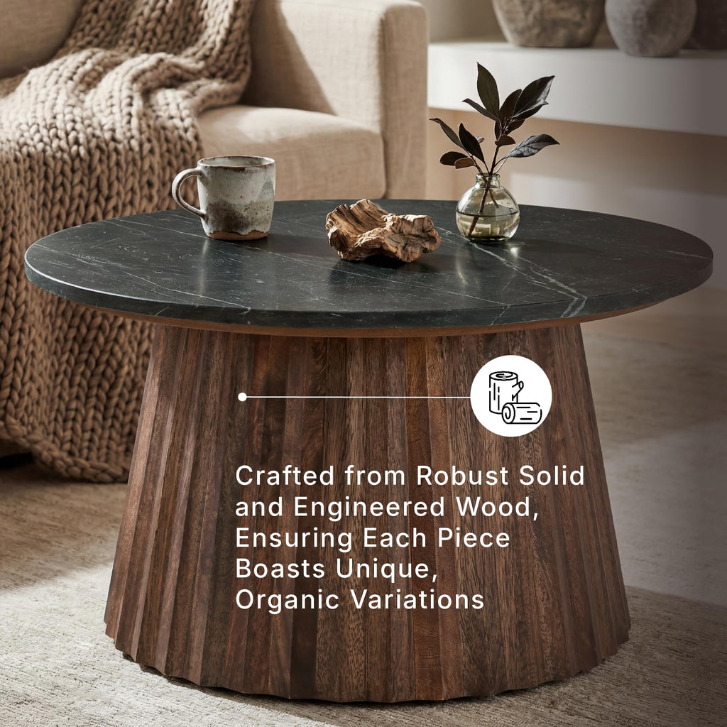 Round Fluted Marble Coffee Table J227004
