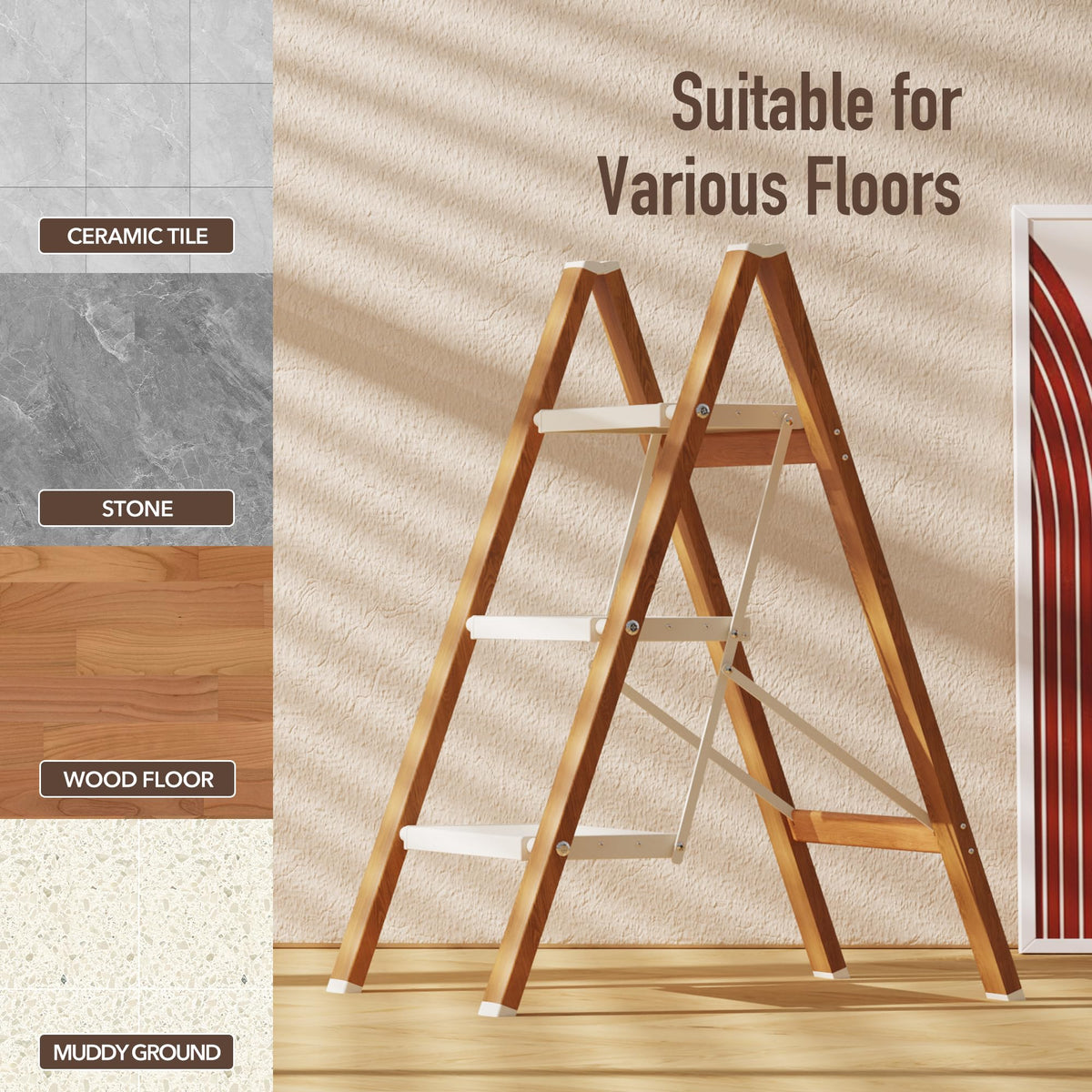3 Step Aluminum Foldable Step Stool B93584