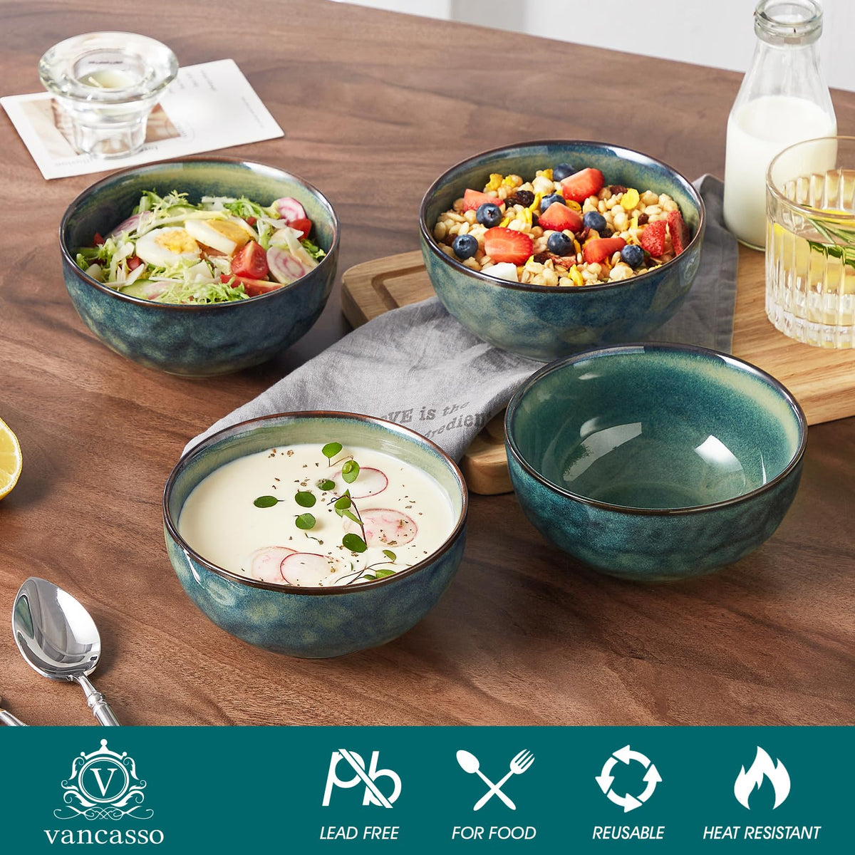 Ceramic Green Bowls Set of 4 Q30991