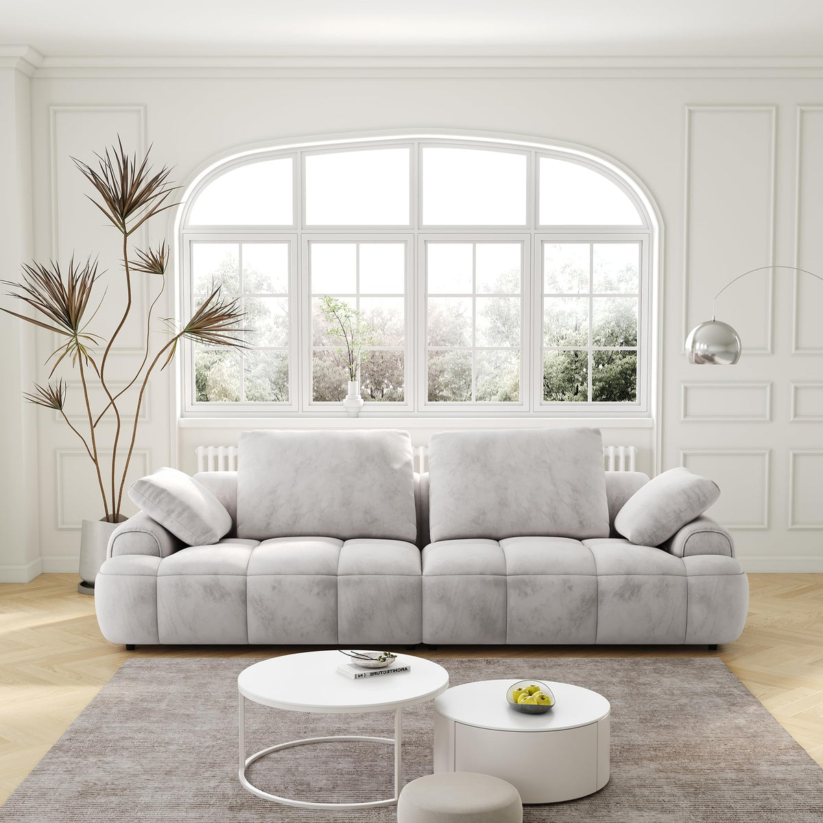 Light Gray Velvet Upholstered Sofa Bed K219