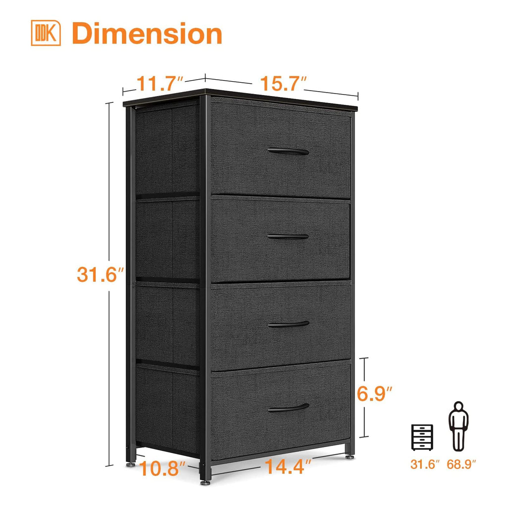 Black 4 Drawer Small Dresser X675