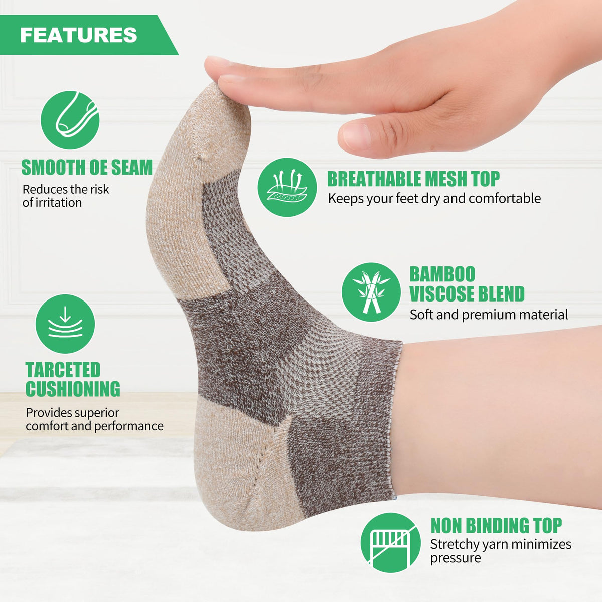 Diabetic Socks for Men, 12 Pairs Ankle & Low Cut Size 9-15 B507855