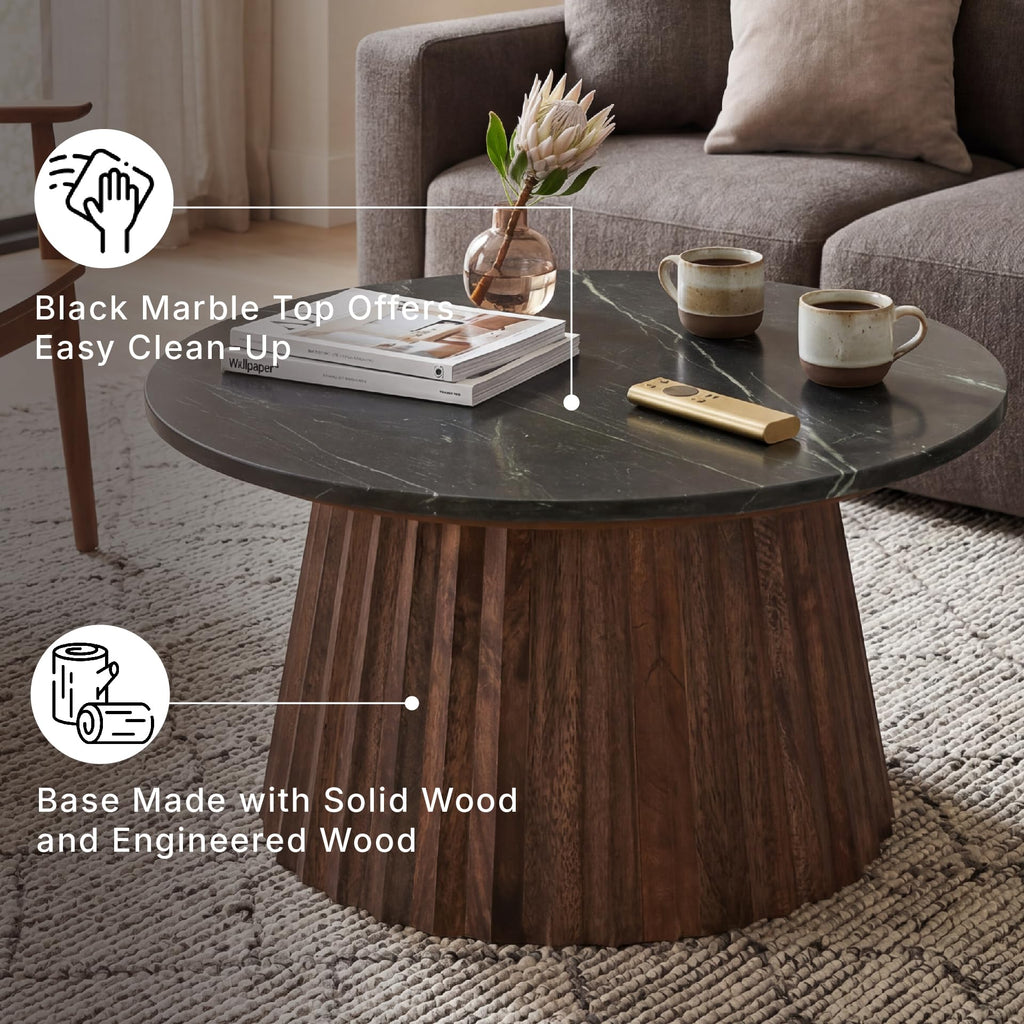 Round Fluted Marble Coffee Table J227004