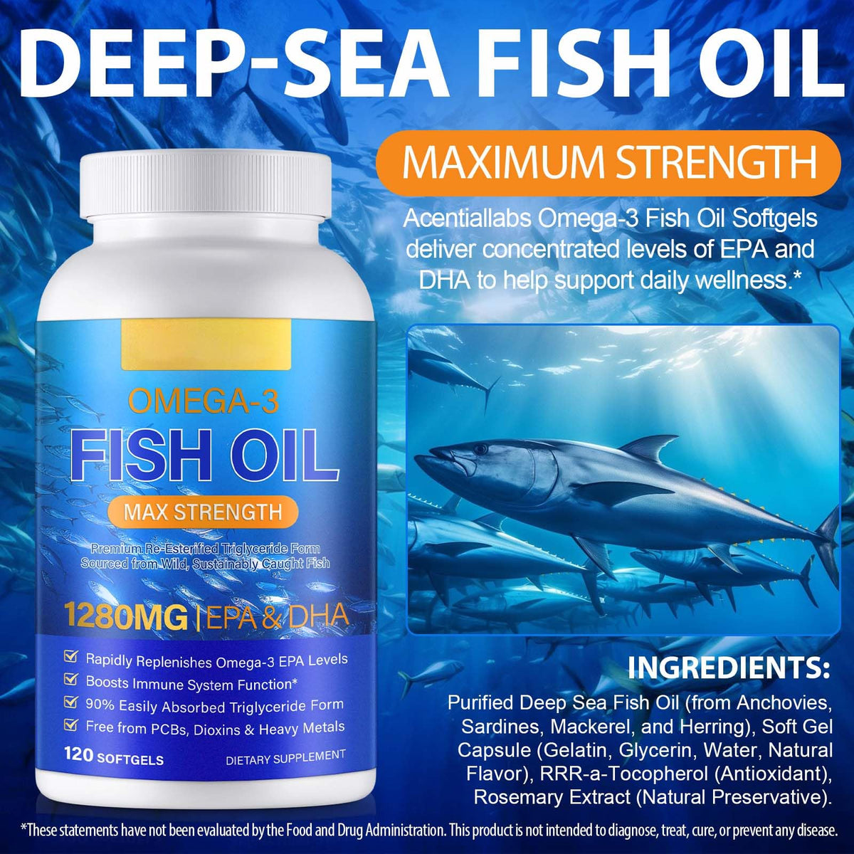 Fish Oil Omega 3 Softgels 120 Softgels U691657