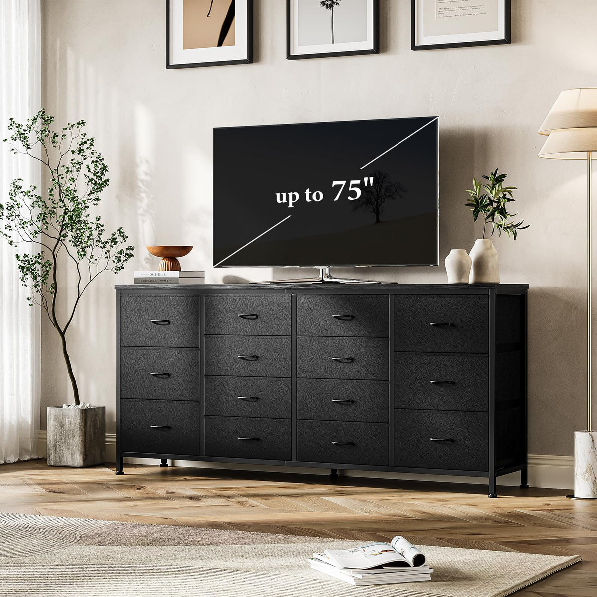 63 Inch Dresser with 14 Fabric Drawers T698803