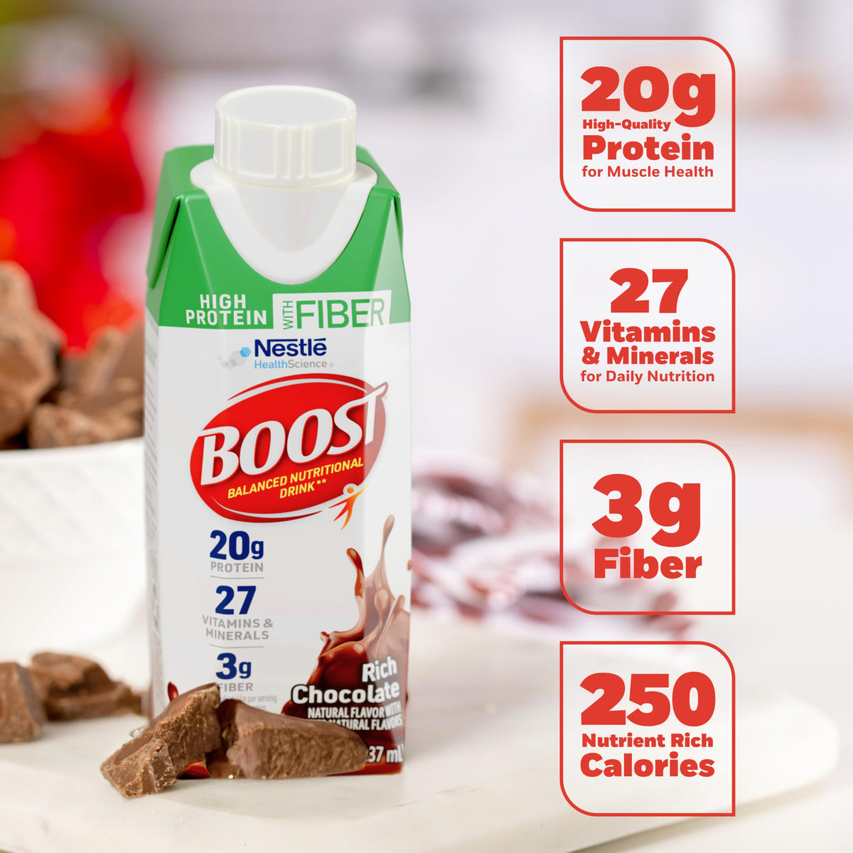 High Protein Nutritional Shake, Chocolate, 24 pk P649875