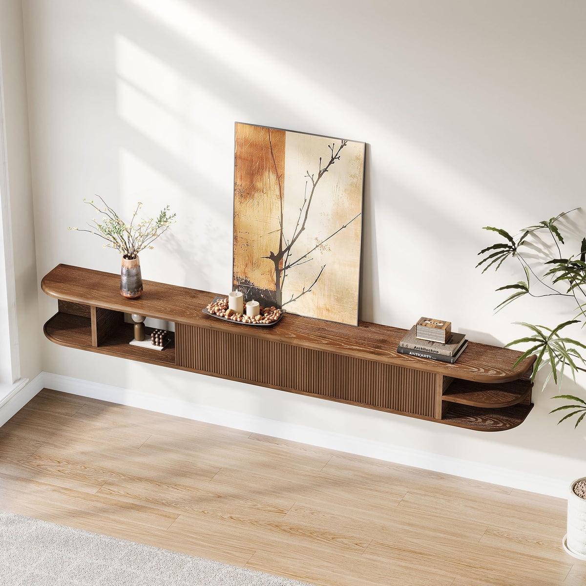 71" Solid Wood Floating TV Stand G85268