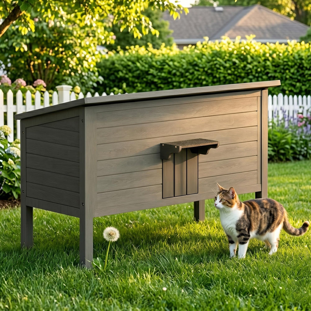 Insulated Weatherproof Wooden Outdoor Cat House A3929