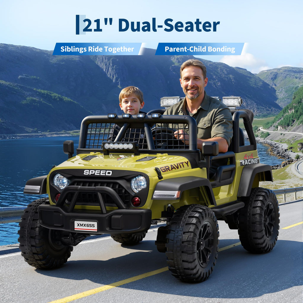 24V 2-Seater Kids Electric Truck with Parent Remote Control, Green K70497