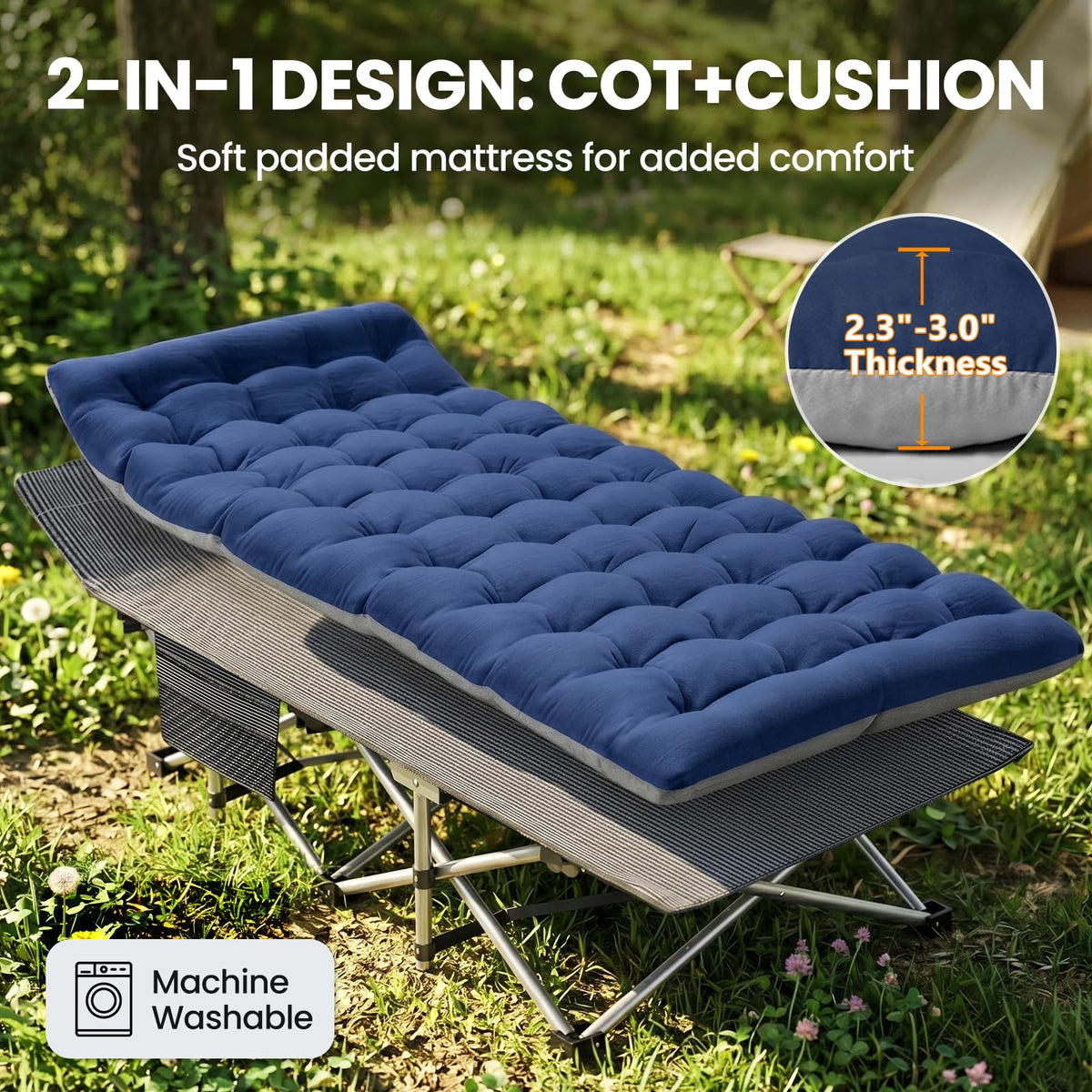 Folding Camping Cot with Mattress, 2 Pack S8587