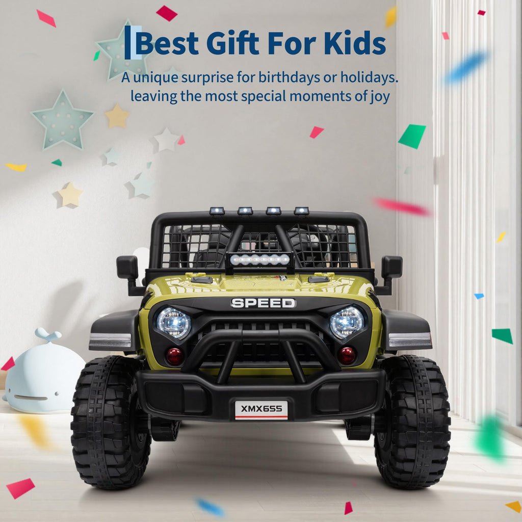 24V 2-Seater Kids Electric Truck with Parent Remote Control, Green K70497