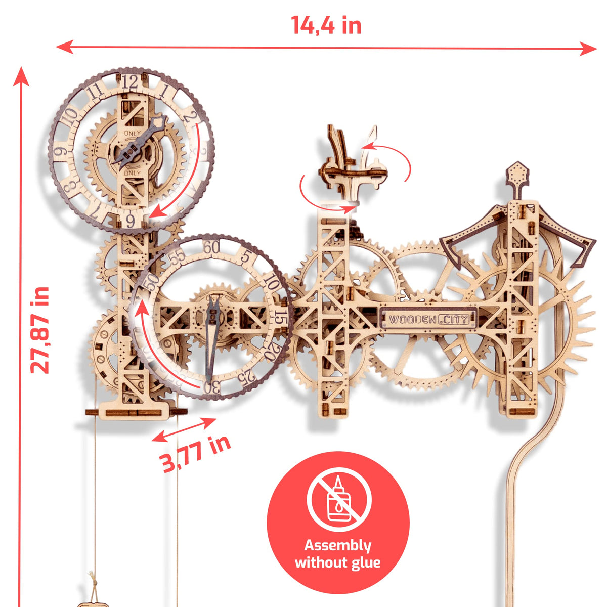 3D Wooden Clock Puzzle Building Kit with 257 Pieces Z140