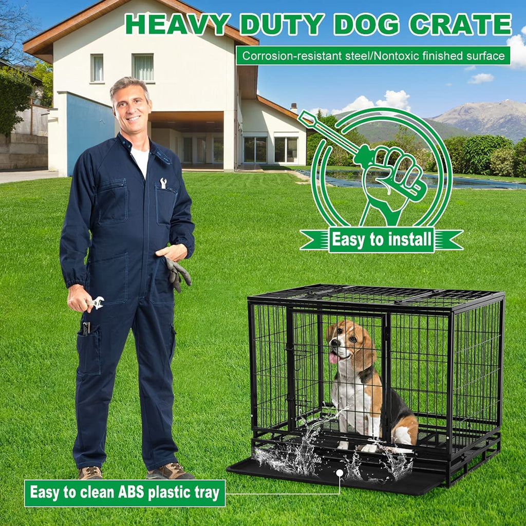 48 inch XXL Heavy Duty Dog Kennel with Wheels I34191