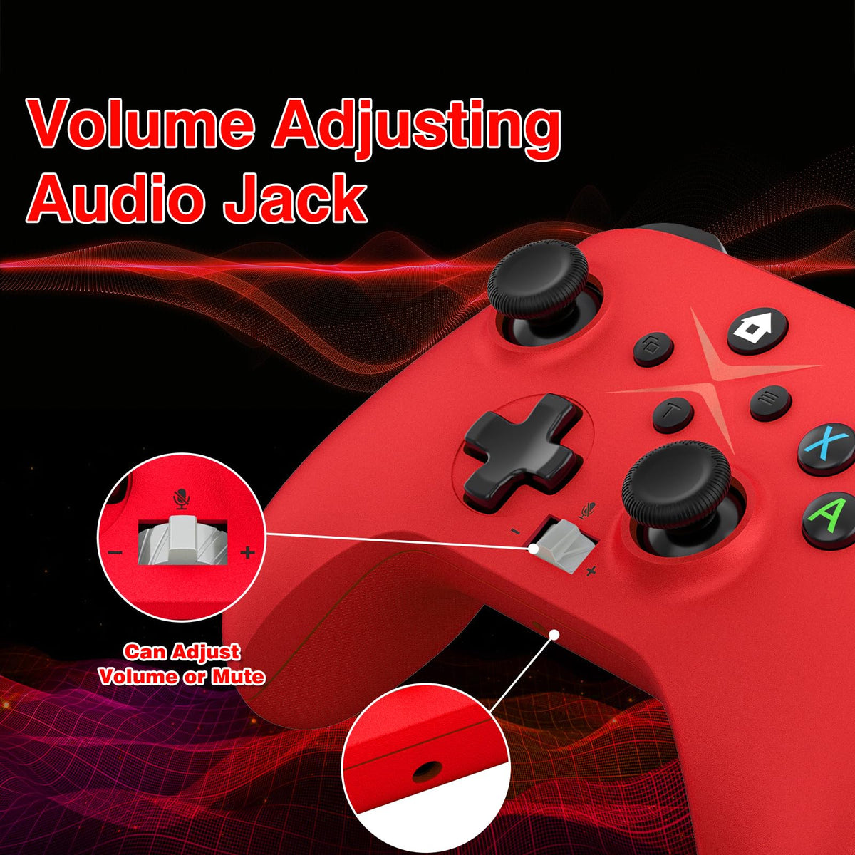 2 Pack Wireless Controller with Turbo Macro Hall Trigger Dual Vibration 3.5mm Audio Jack Built-in Battery 2.4GHz Adapter A7338