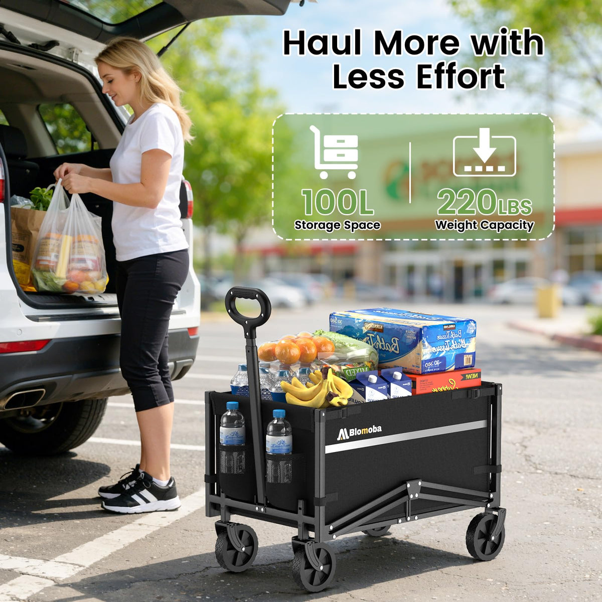 Collapsible Wagon Cart with Wheels, Black C69780