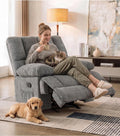 41" Oversized Chenille Rocker Recliner Chair Grey 350 LBS Capacity Q185188