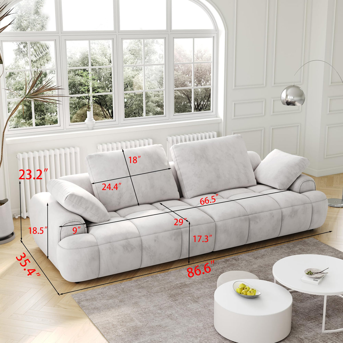 Light Gray Velvet Upholstered Sofa Bed K219