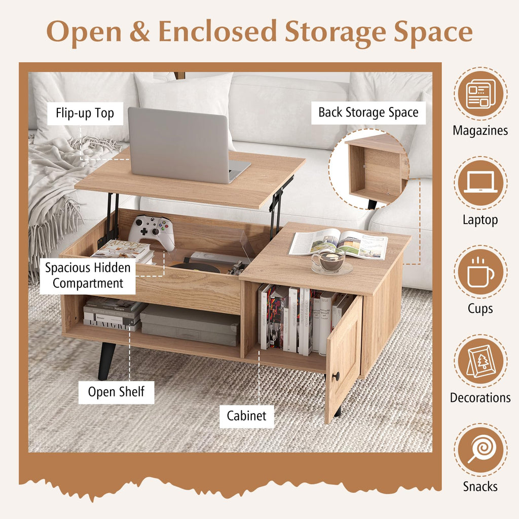 Lift Top Coffee Table with Storage and Hidden Compartment Z138