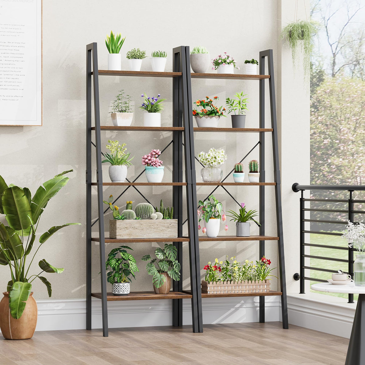 5-Tier Ladder Bookshelf with Metal Frame R16668