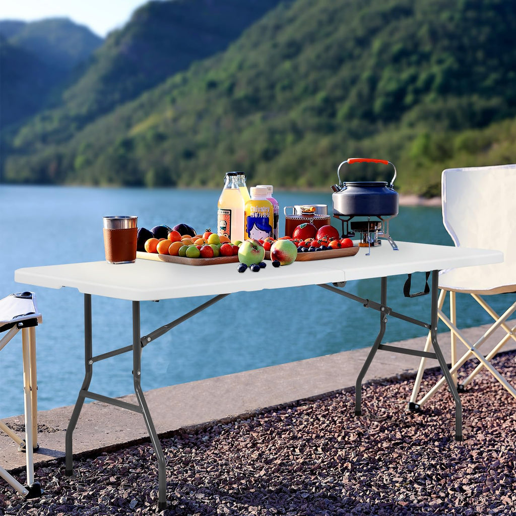 6FT White Portable Plastic Folding Table J723