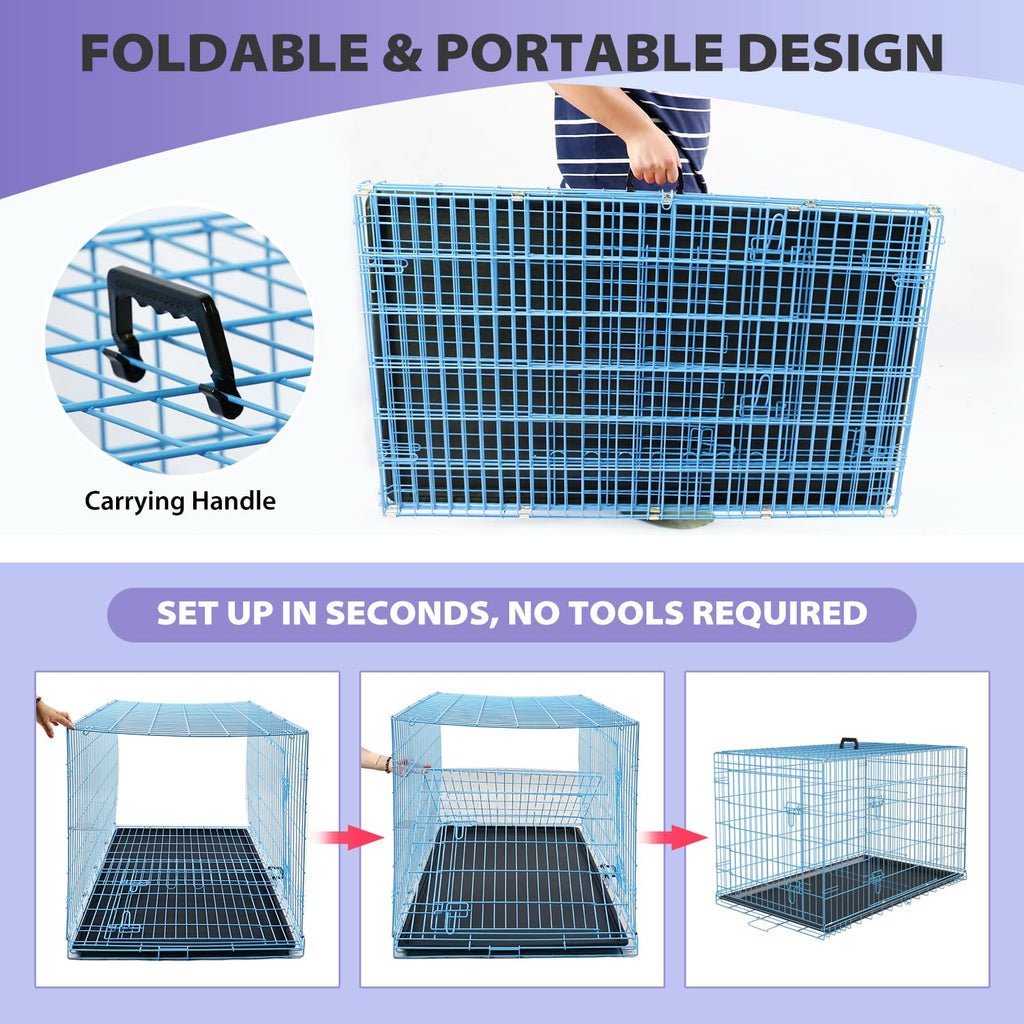 48 Inch Extra Large Folding Metal Wire Dog Crate with Double Door Z10598