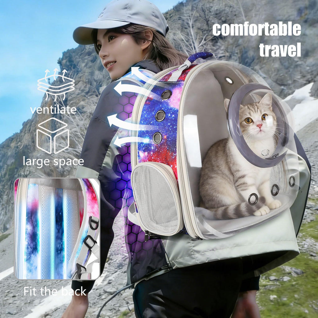 Blue Expandable Cat Backpack with Clear Window I3344