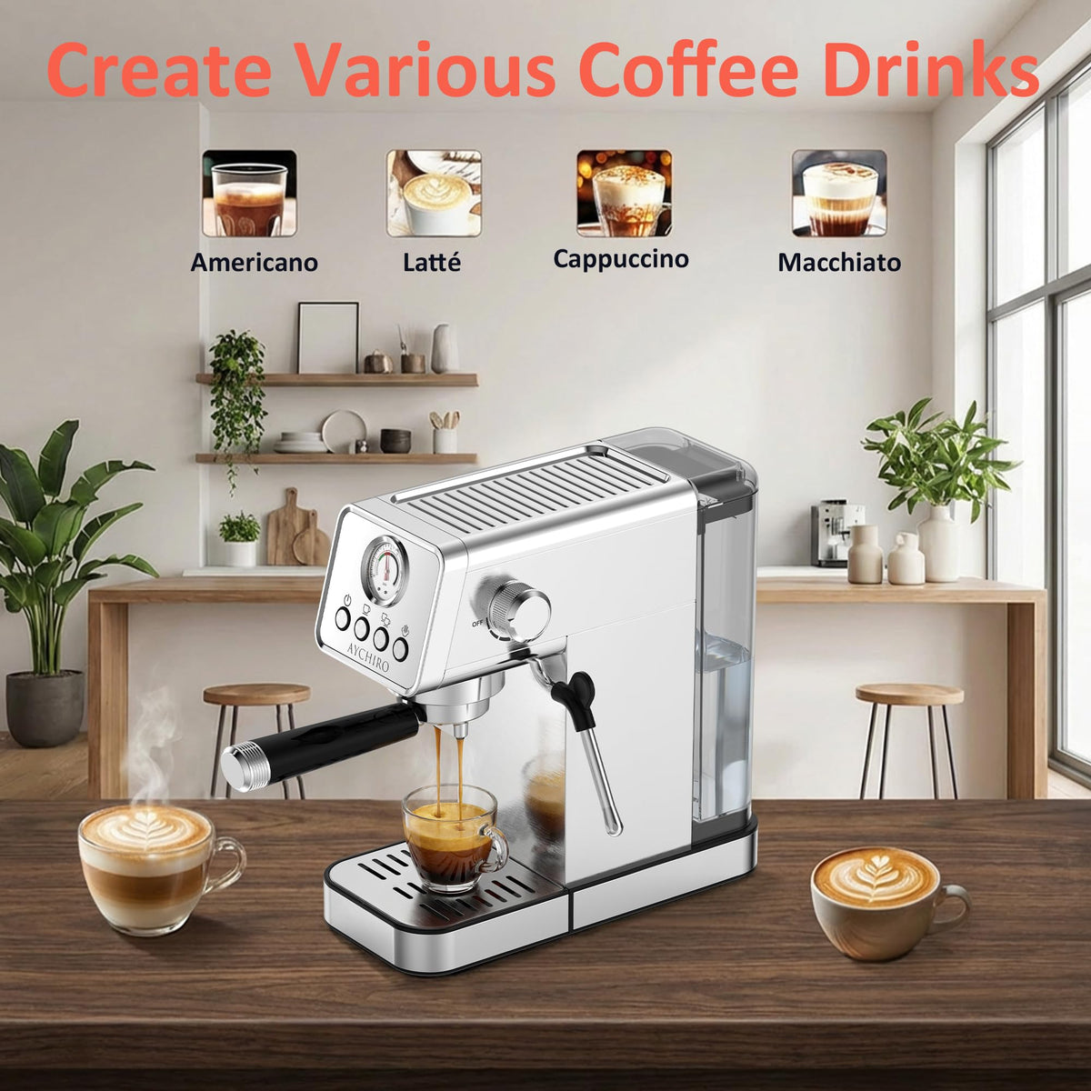 20 Bar Espresso Machine with Steam Wand A63383