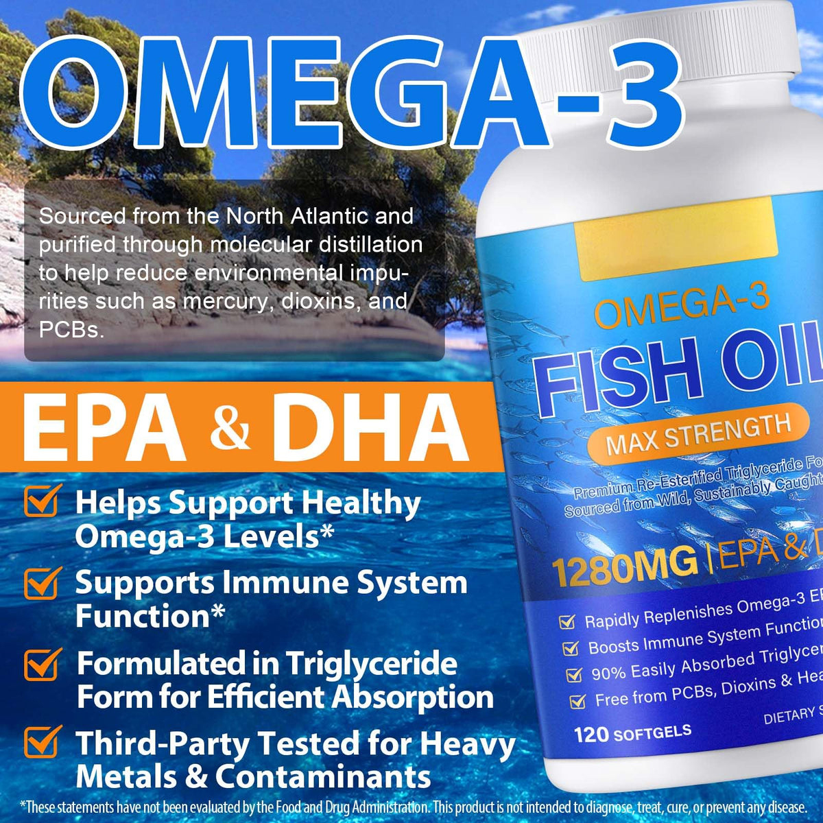 Fish Oil Omega 3 Softgels 120 Softgels U691657