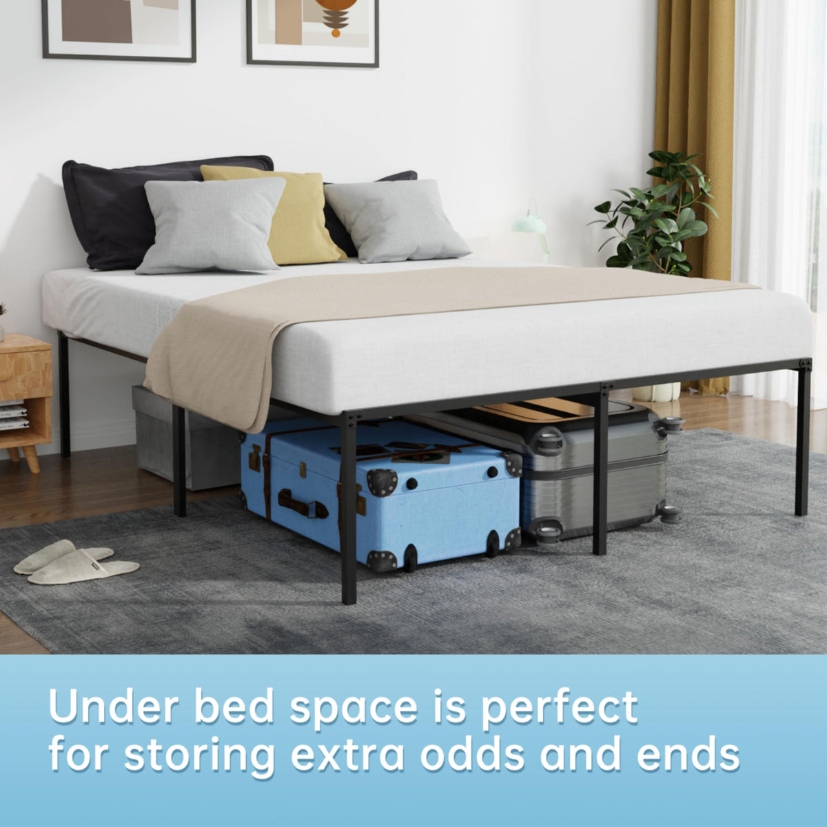 18 Inch Metal Full Bed Frame with Storage V917691