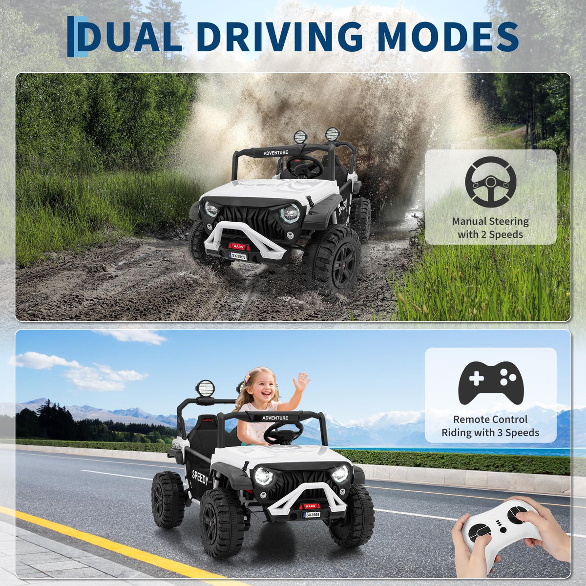 24V 4WD Electric Car 2 Seater UTV with Remote Control O759692