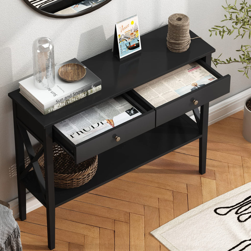 39" Entryway Table with Drawers and Storage Shelf H201798
