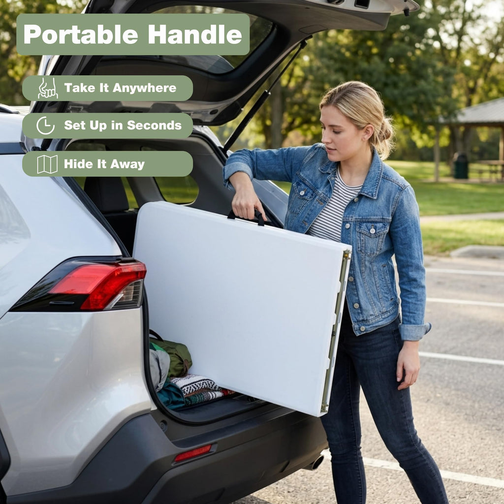 Folding Table 6ft Heavy-Duty 500lbs HDPE Steel White V49262