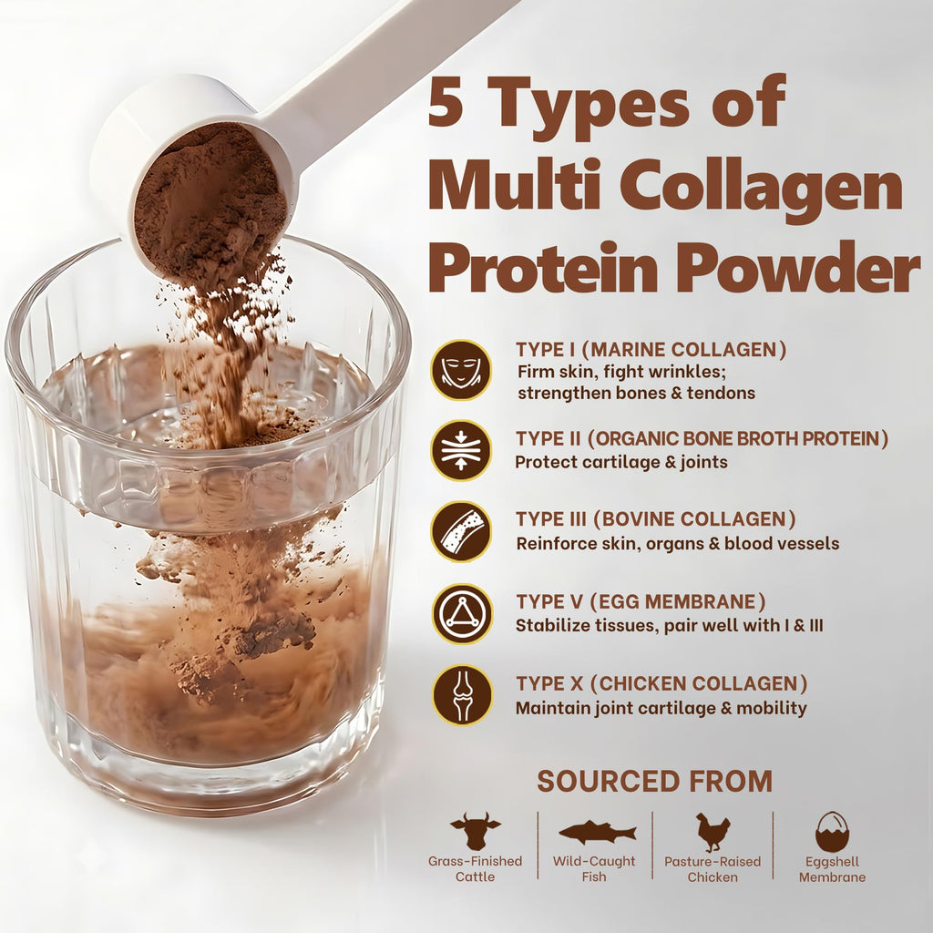 Multi Collagen Peptides Protein Powder, Chocolate, 1LB W287859
