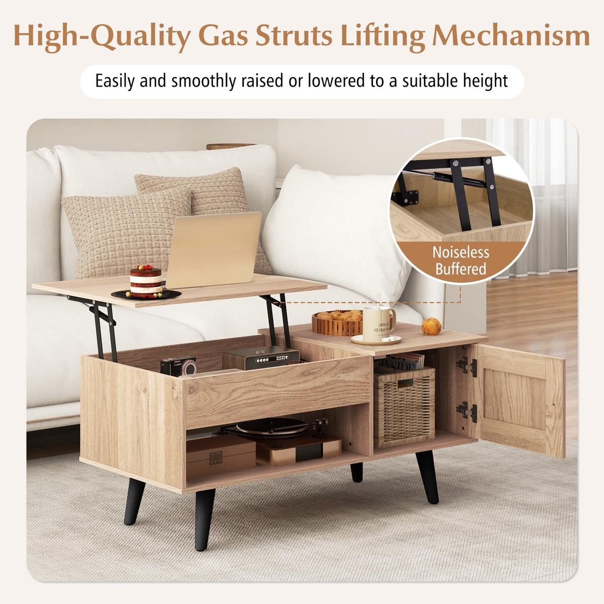 Lift Top Coffee Table with Storage and Hidden Compartment Z138