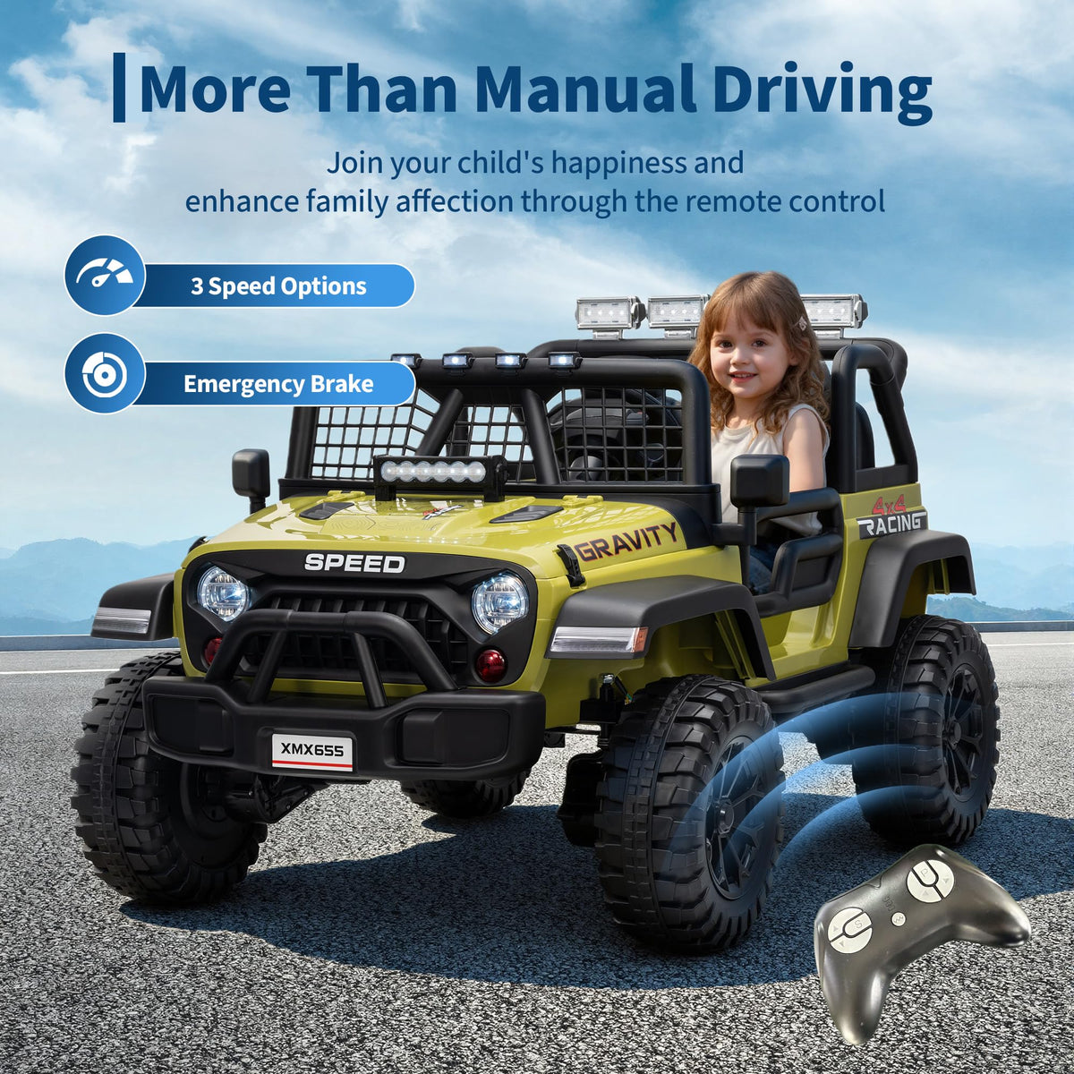 24V 2-Seater Kids Electric Truck with Parent Remote Control, Green K70497